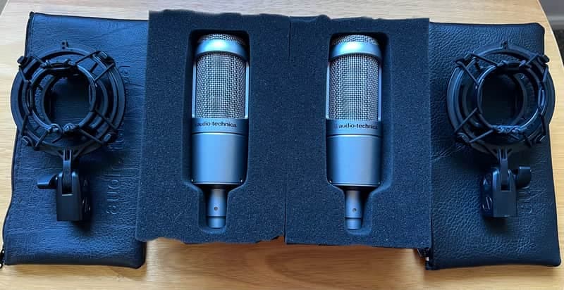 Audio-Technica AT3035 Large Diaphragm Cardioid Condenser Microphones-Stereo Matched Pair Early 2000s
