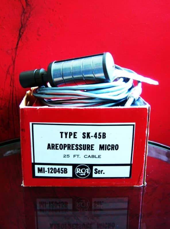 Vintage RARE 1950's RCA SK-45B / KN1B pressure / dynamic microphone Dual Z w cable data sheet & case 77DX 44BX 74B # 2