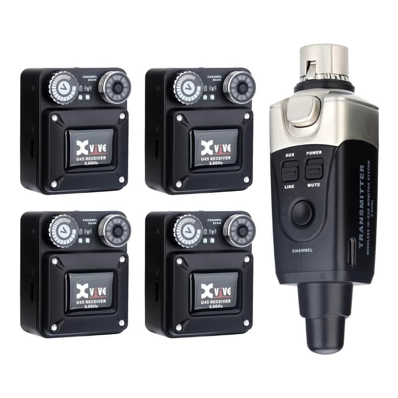 Xvive U45R4 IEM wireless system--One transmitter and four receivers