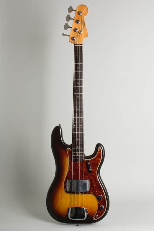Fender Precision Bass Solid Body Electric Bass Guitar (1961), ser. #61838, original brown tolex hard shell case.