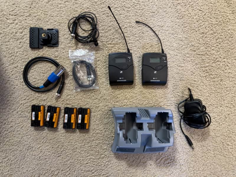 Sennheiser evolution wireless G4 Portable Lavalier Mic Set with rechargeable batteries and waterproof case
