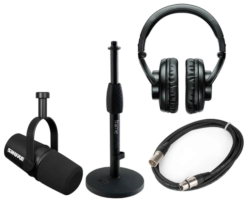 (Mint) Shure MV7X-0601-PK2-K MV7X Mic, XLR Cable, SRH440 Headphones, Gator Desktop Stand