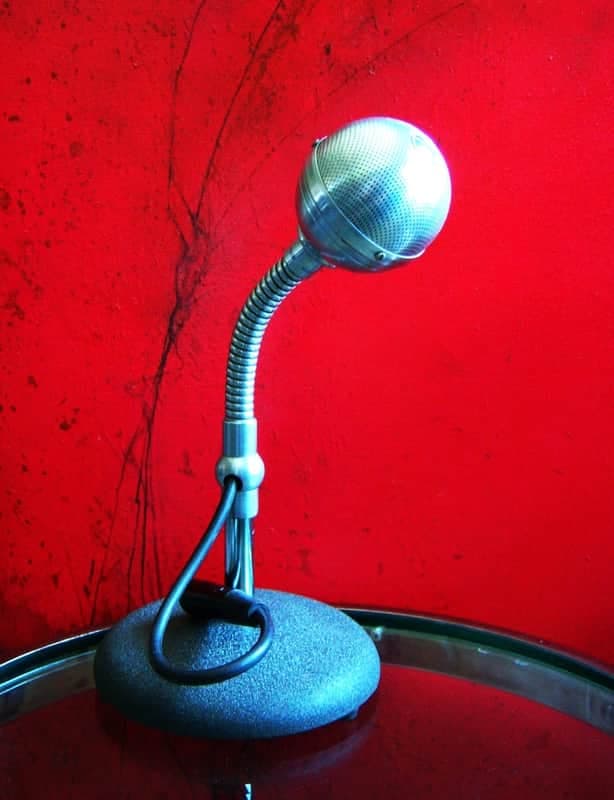 Vintage RARE 1940's Brush D-1 crystal / dynamic "Sound Cell" microphone w gooseneck, cable & Atlas stand Shure