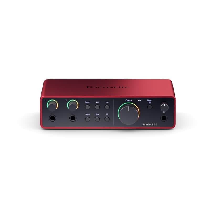 Focusrite Scarlett 2i2 4th Gen USB Audio Interface, Super-High-Quality Line Inputs, Air Mode, Pro Tools Artist, Dynamic Gain Halos, Auto-Gain and Ableton Live Lite Software
