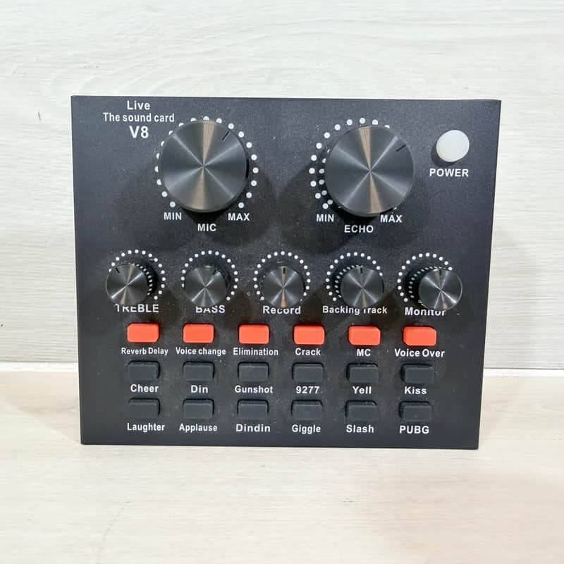 V8 Live Sound Card Audio Interface for Streaming Podcasting Gaming Effects Processor