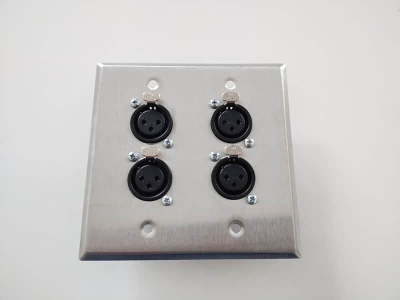 Dual-Gang XLR Wall Plate Stainless Steel 4x D-Series Neutrik Female