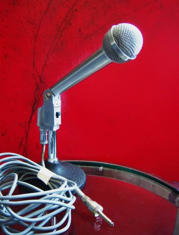 Vintage 1960's Calrad DM63 dynamic omni-directional microphone Dual Z / Hi Z harp mic w cable Olson Lafayette