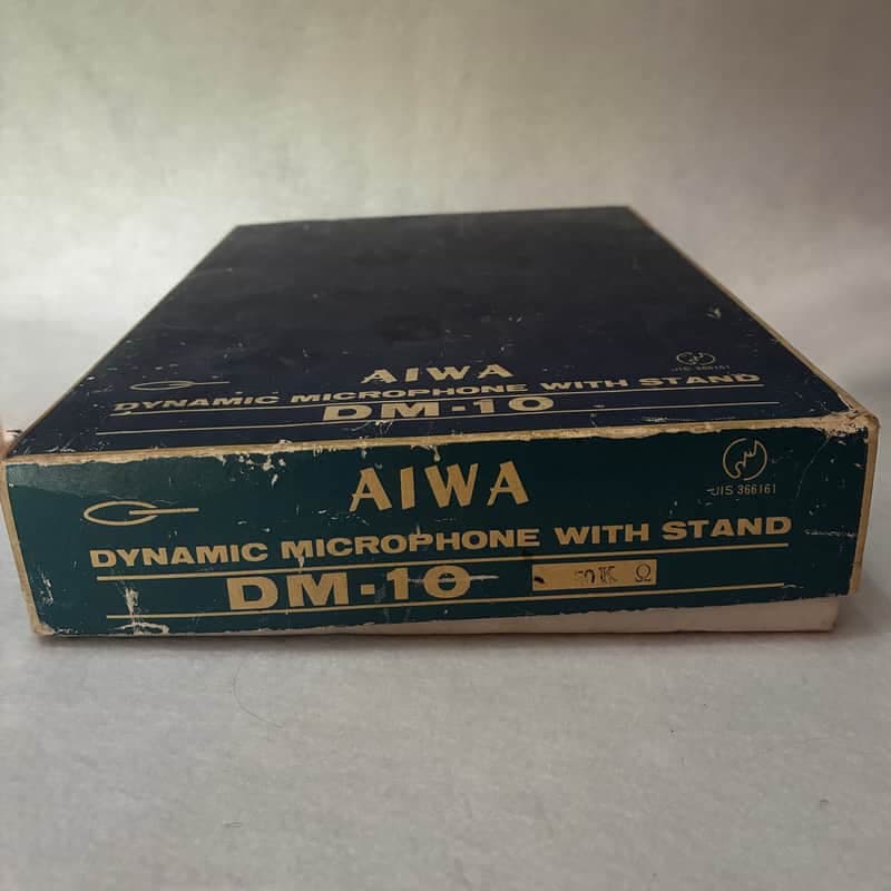Aiwa DM-10 Vintage Dynamic Microphone with Stand Box and Manual