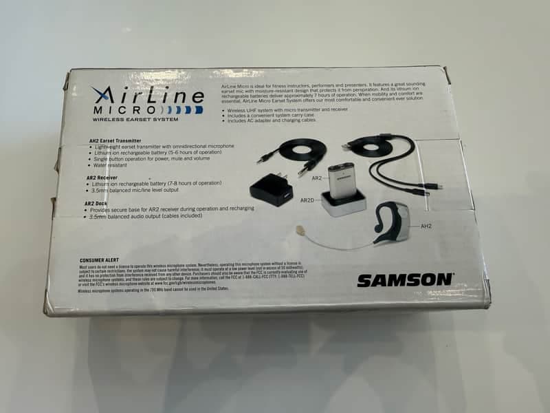 Samson AirLine Micro Earset Wireless Mic System - Channel N4 (644.750 MHz) 2010s - Silver
