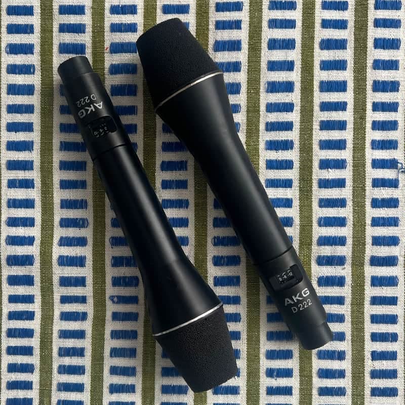 *Serviced pair* 1970 AKG D-222 "Sound Rocket" Two-Way Dynamic Microphones D222