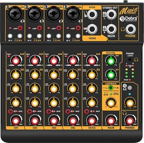 D Debra Mini 6 Portable 6-Channel DJ Mixer , B