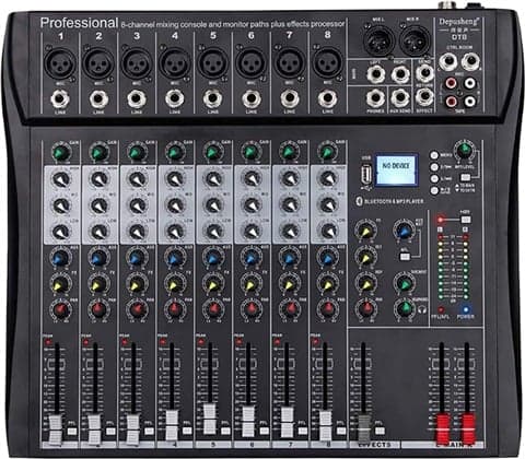 Depusheng DT8 Professional 8 Channel DJ Sound Mixing Console, B