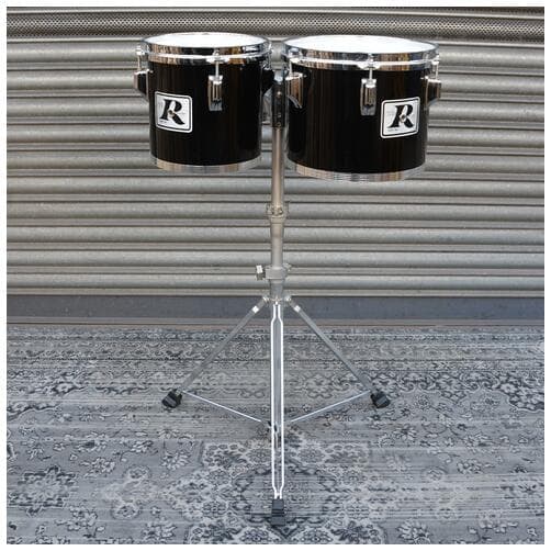 Rogers USA 1970s Maple concert toms 8" + 10" in black with Stands